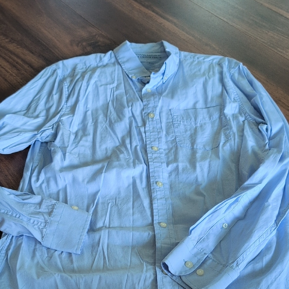 Banana Republic Luxe Stretch Poplin Shirt in Light Blue